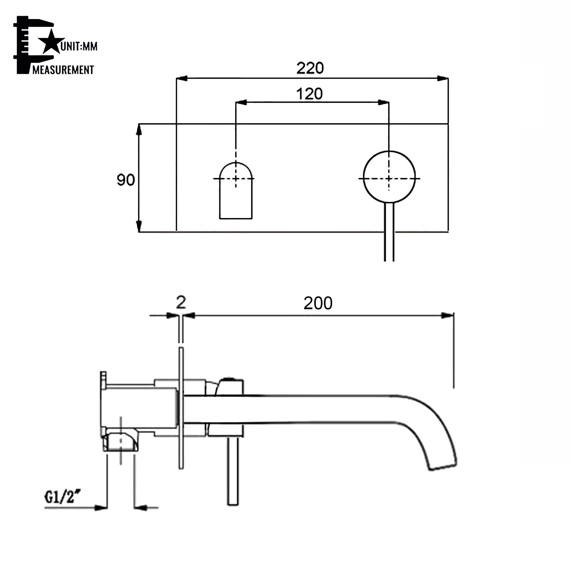 **Sydney Stock** KYLINS Bathroom Brushed Gold Round Wall Basin Mixer Tap Bath Water Spout SUS304 Faucet WaterMark Wels