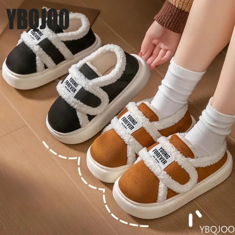 Couple Winter Bag heel Cotton Shoes Soft Plush Warm Slippers Thick Sole shoes men women Indoor Home Floor slippers Zapatos Mujer