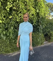 Elegant Women's Long Dress Summer Holiday Skin-Friendly Retro Shawl Pleated Vertical Cut Wrap Party Dress New Style 2025 - Image 6