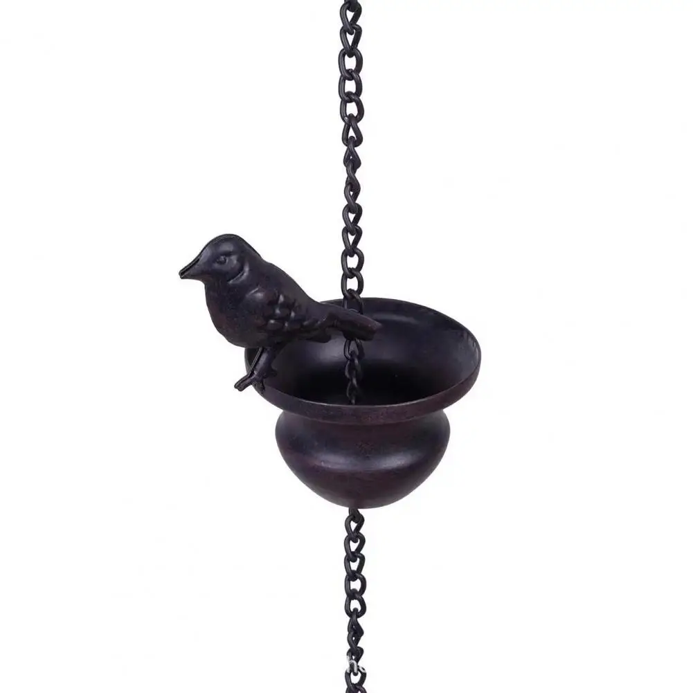 Rain Chain For Gutters Downspouts Replacing Rainwater Collector Cups With Decorative Bird Statues Metal Soothing Rain Chime