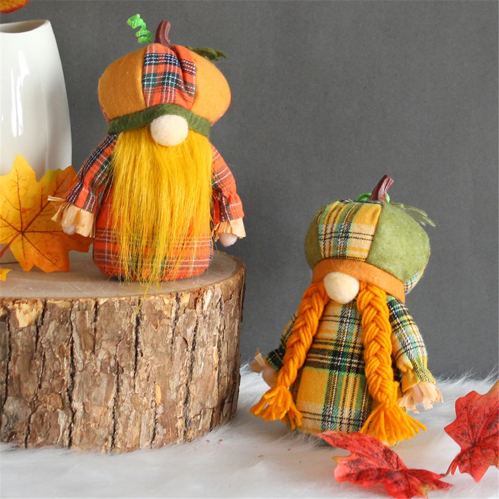 Fall Gnome Pumpkin Sunflower Swedish Elf Dwarf Plush Ornaments for Home Christmas Autumn Thanksgiving Decor