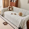 Simple Solid Color Sofa Cover Green Chenille Stripe Pattern One-Piece Sofa Towel Universal Sofa Covers Decor Living Room 3