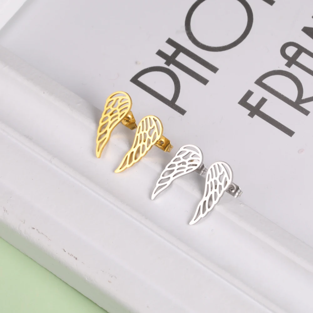 Simple Hollow Wing Stud Earrings 2022 New Stainless Steel Women Earrings Trend Charm Jewelry Accessories 5