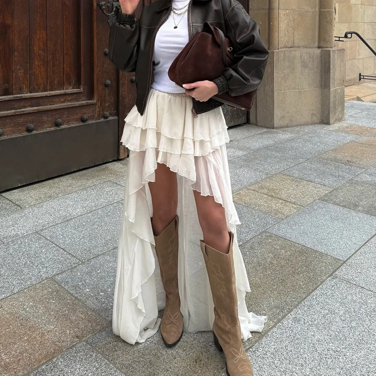 Tossy Casual Irregular Skirt For Women Solid High Waist Loose Pleats See-Through Fashion Y2k Skirts Outfit Female 2025 Skirts