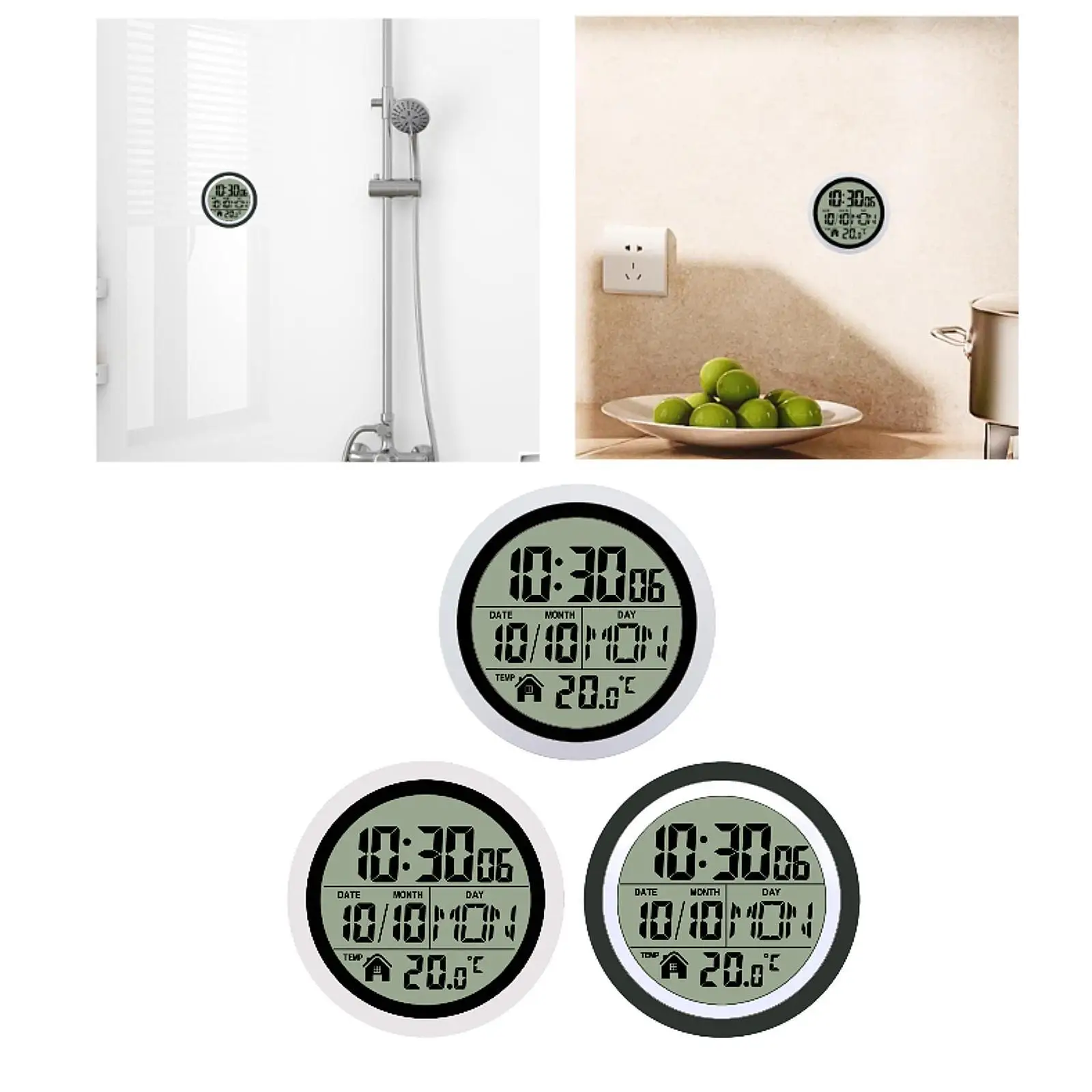 Shower Clock Practical Easy to Use Digital Bathroom Waterproof Wall Clock Small Wall For Living Room Kitchen Bedroom