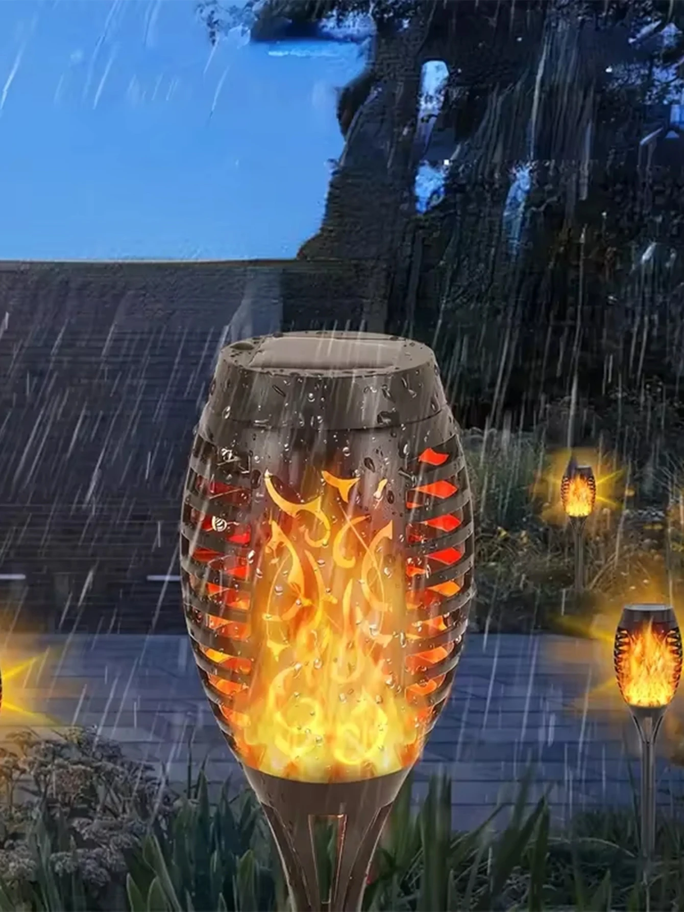 LED Solar Flame Torch Light Flickering Waterproof Garden Decoration Outdoor Lawn Path Yard Patio Floor Lamp 12 solar garden lights