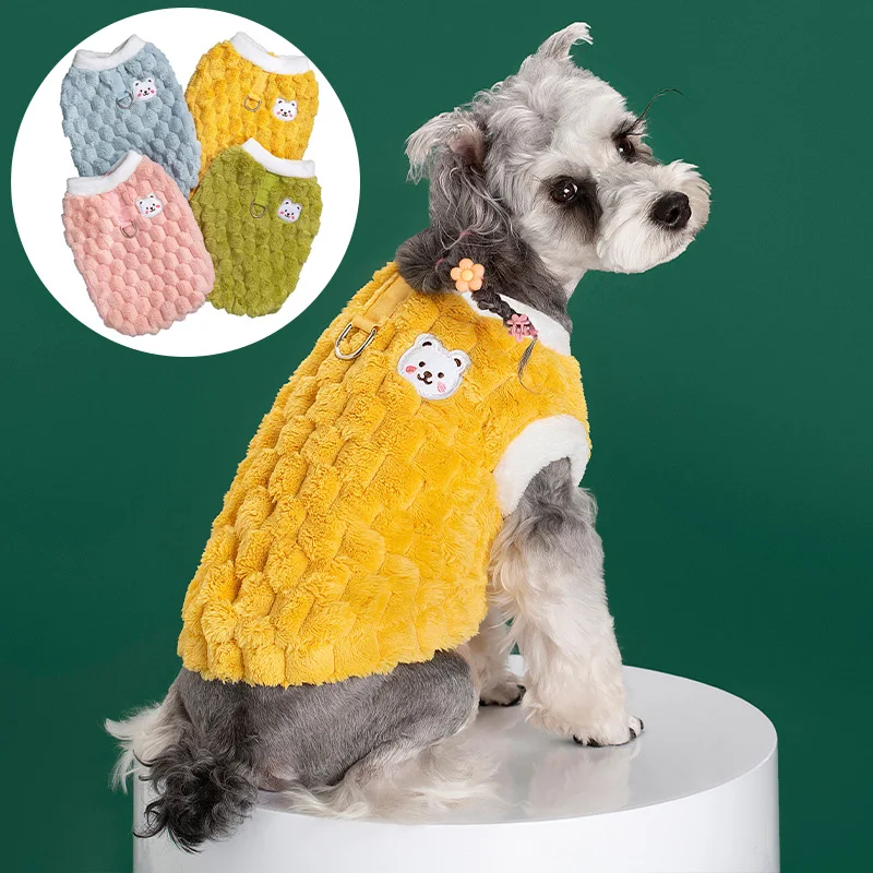 Pet Clothes Winter Medium Small Dog Plush Vest Cute Sweater Warm Velvet Kitten Puppy Sweet Cardigan Chihuahua Yorkshire Coat