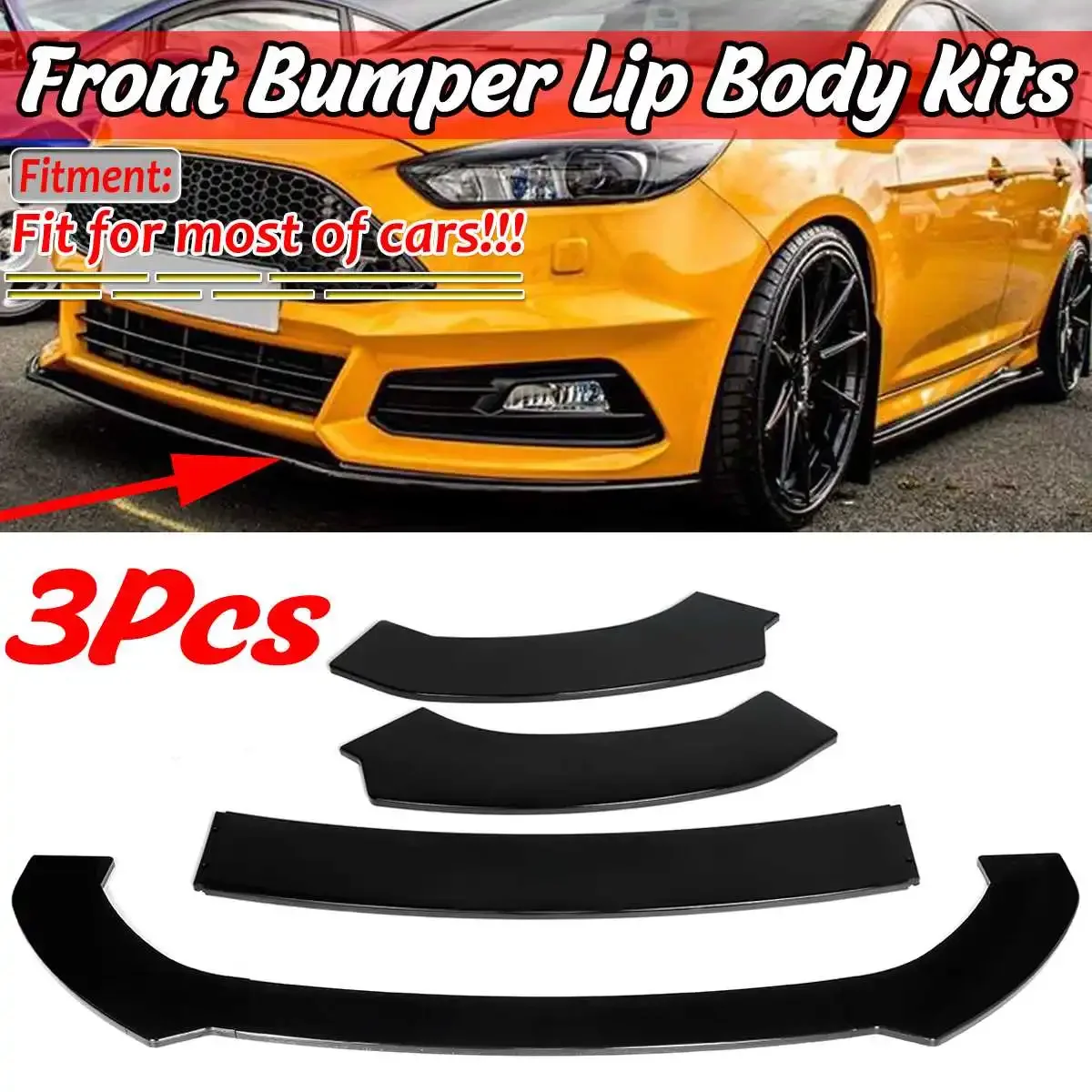 

Автомобильный передний бампер, сплиттер, спойлер для Ford, Focus, Fiesta, Civic, Accord, Subaru, VW Golf MK5, 6, 7, комплект кузова