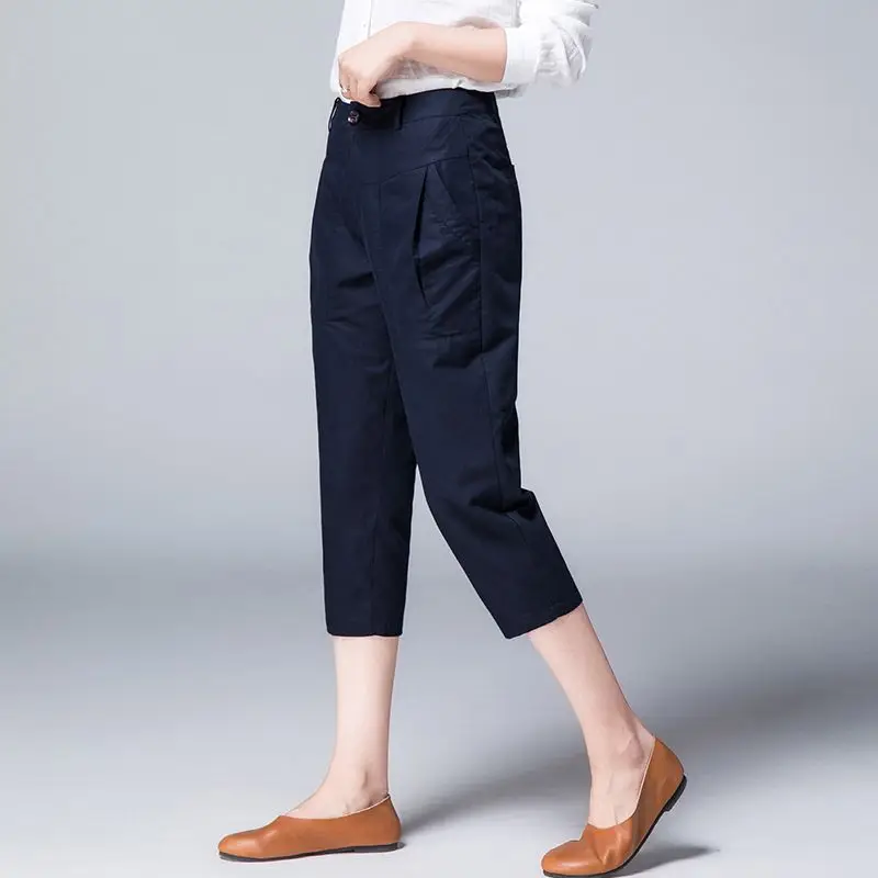 

Capris Women's Summer Thin Casual Pants Cotton Spring Capris Hallen Pants Slim Fit Women's Radish Pants