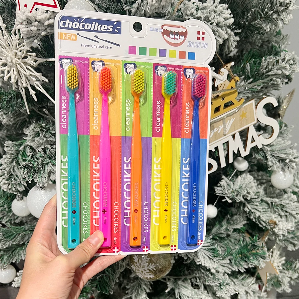 5pcs 성인 칫솔 세트 따뜻한 구강 청소 및 잇몸 청소를위한 여성 수동 칫솔이있는 울트라 소프트 울트라 파인 남성
