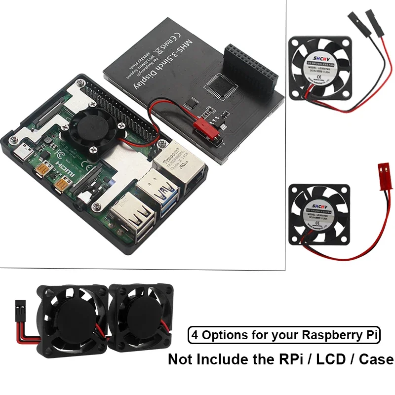 

Raspberry Pi 4 Cooling Fan Heat Dissipation Split Integrated Fan with Holder Fans for Touch Screen Raspberry Pi 4 Model B 3B 2B