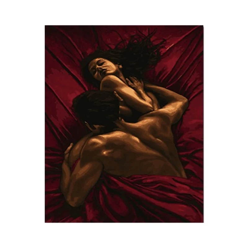 

Nude Painting Sexy Men and Women Red Background Art Picture Paint Poster Modern Retro Bedroom Bathroom Hotel Home Decoration Art