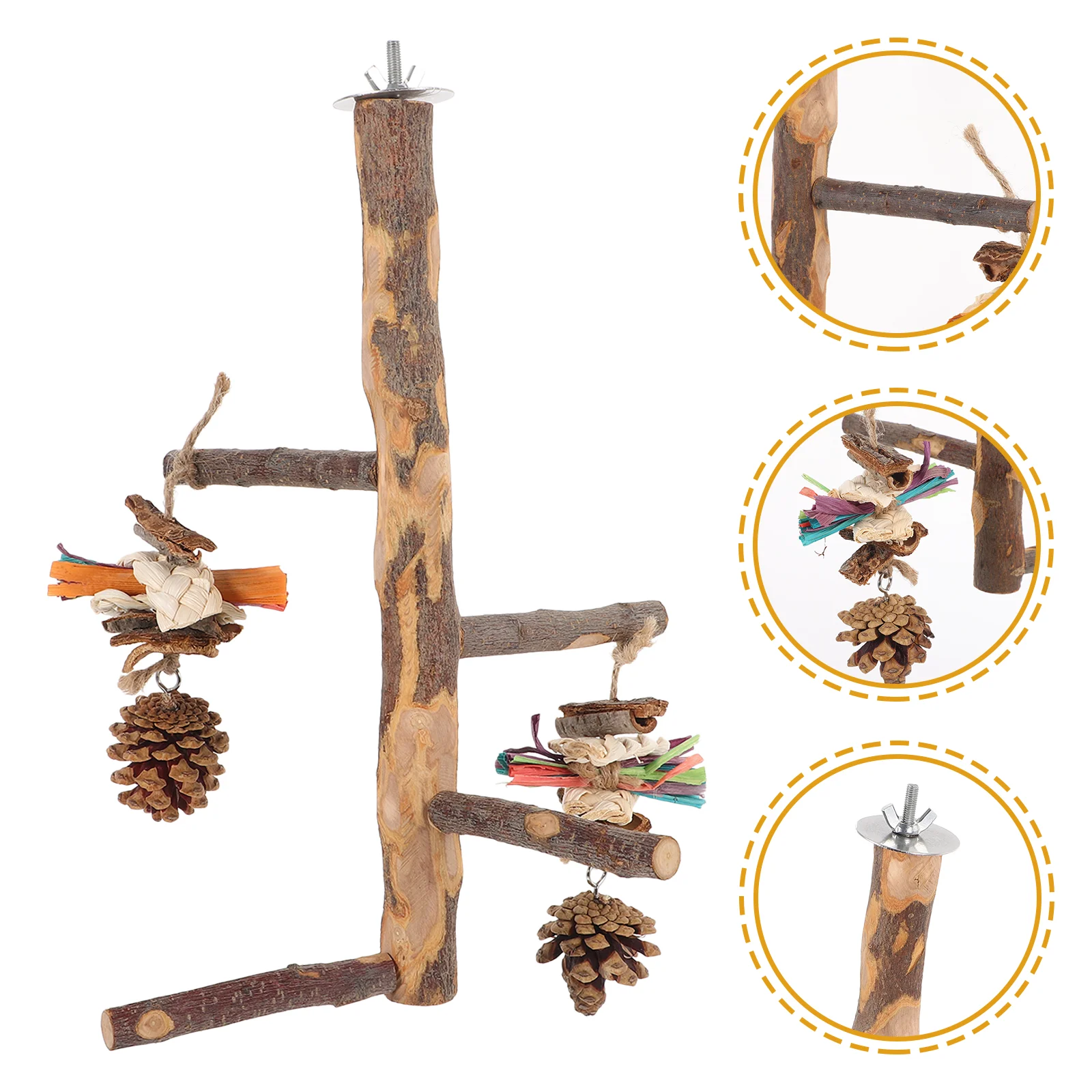 

Parrot Toy Wood Perch Bird Cage Stand Grinding Claw Stick Parakeet Accessories Wooden Perches for Solid