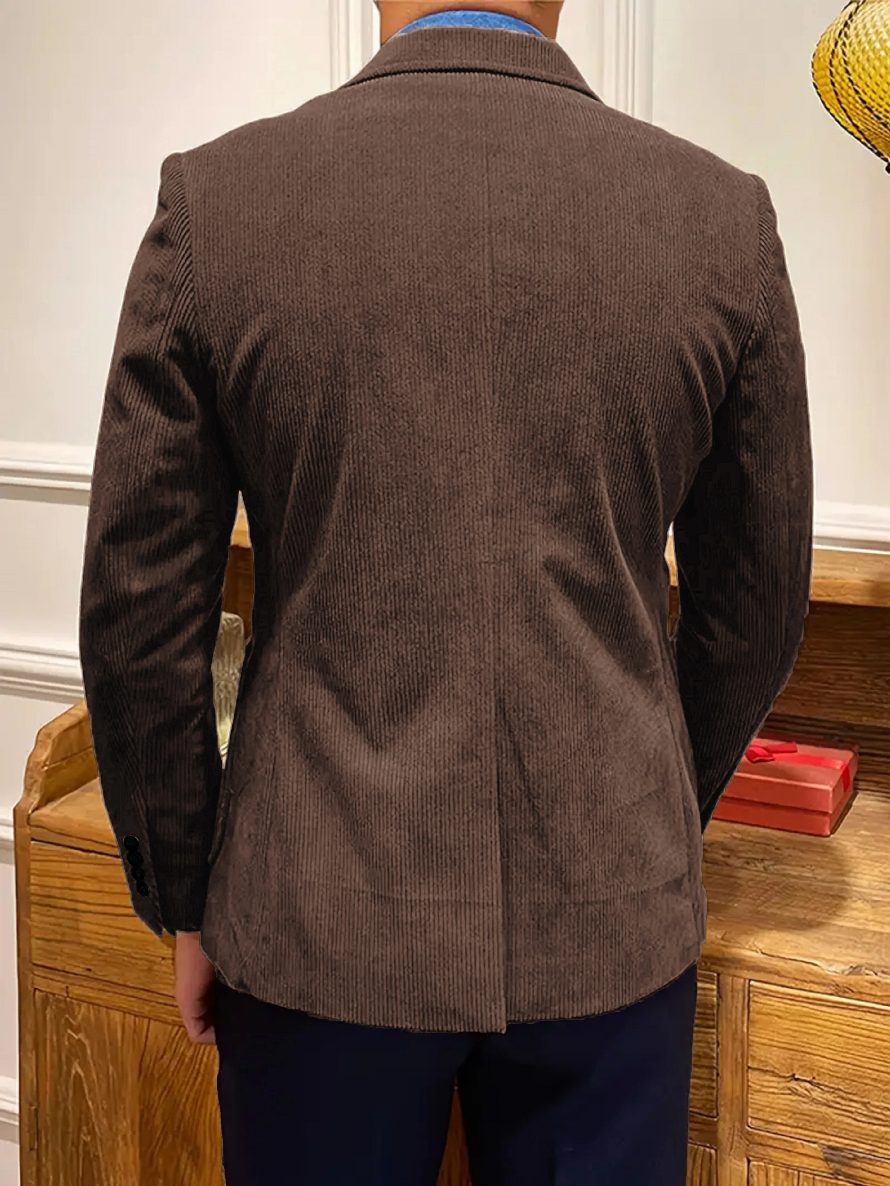 Men's Fashionable Casual Solid Color Corduroy Suit Jacket Multiple Pockets