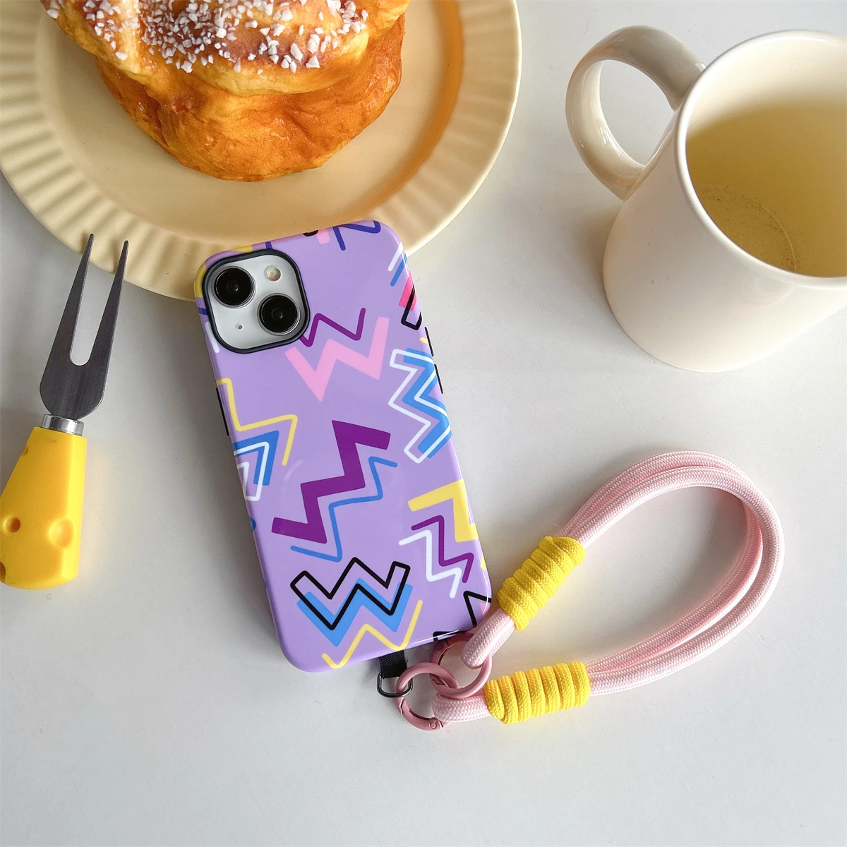 Colorful lines intInclusive Phone Case Two-In-One Film Protective Shell For iPhone 15 14 13 12 11 Pro Max Plus Mini