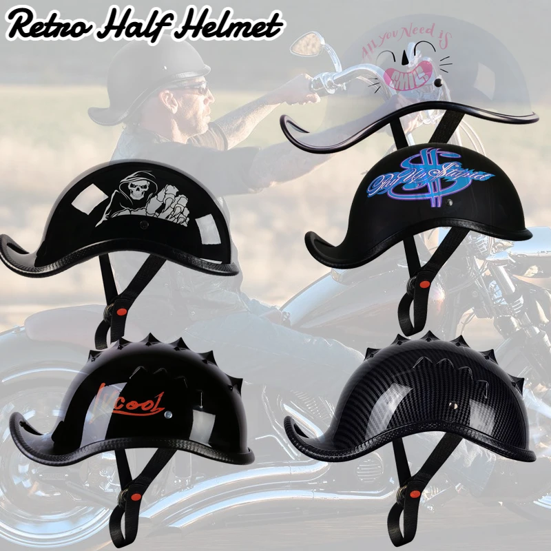 Motorcycle Baseball Cap Helmet With Sun Visor, Retro Breathable Motorbike Jet Half Helmet DOT/ECE Approved Vintage Open Face Helmets For Cruiser - View #10