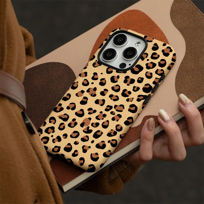 2-in-1 Sexy Leopard Print Phone Case with Protective Film