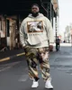 Biggmans Plus Size Clothing for Men's Skull Color Block Big Size Long Sleeved Pants Hoodie Set 7Xl 8Xl 9Xl 5