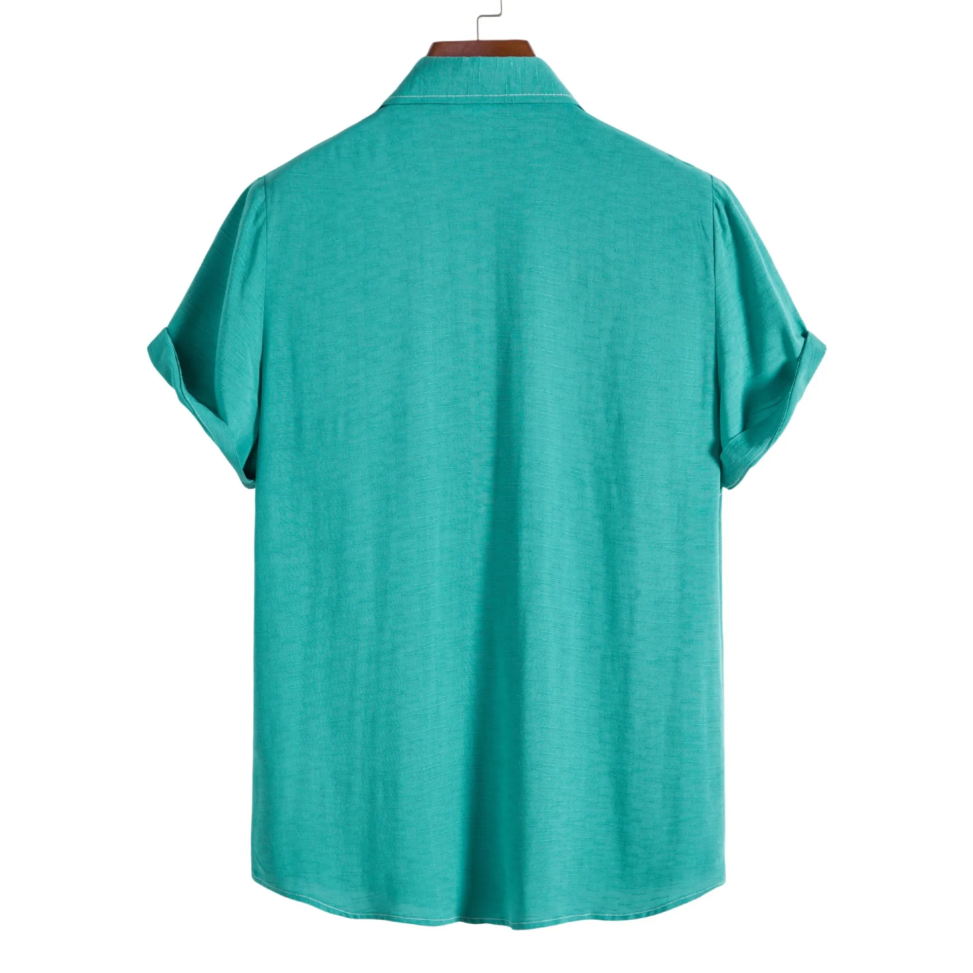Sommerhemden für Herren, lässig, modisch, einfarbig, kurzärmelig, Button-Up-Hemd, Herrenurlaub, Strand, Designer-Hemd, Camisa Hombre_voghion.com