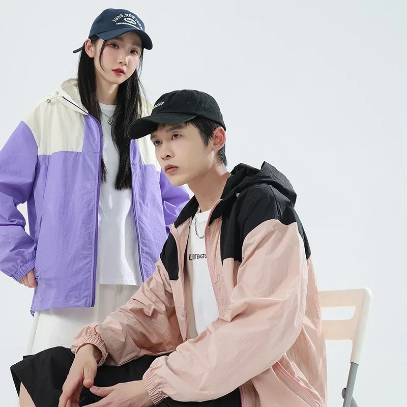 가벼운 자외선 차단 재킷 야외 하이킹 의류 여름 남성용 쿨링 UV 긴팔 후드 셔츠 여성용 낚시 코트 커플용