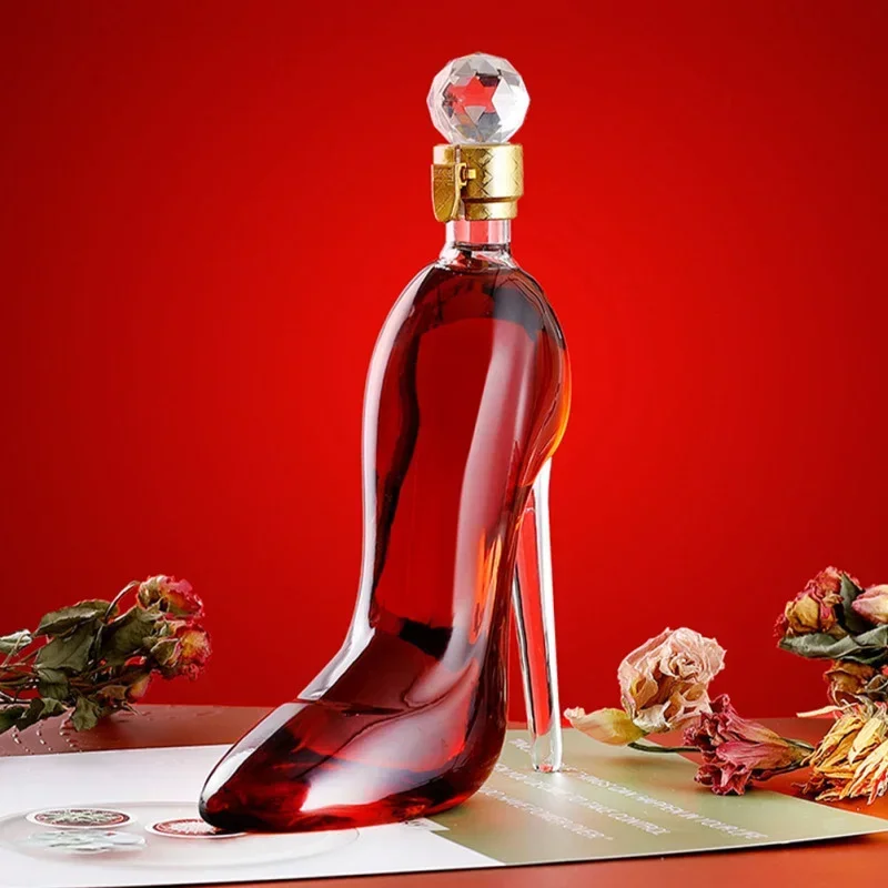 Shaped High-heeled Shoes Wine Shaker Creative Modeling Household Baijiu Red Wine Bottle Glass Empty Bottle Craft