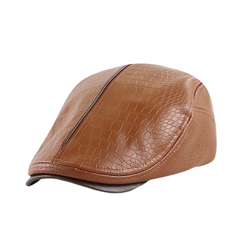 

58cm Men Women Adjustable Newsboy Hat Beret Driving Hunting Fishing Faux PU Leather Ivy Cap Free Shipping