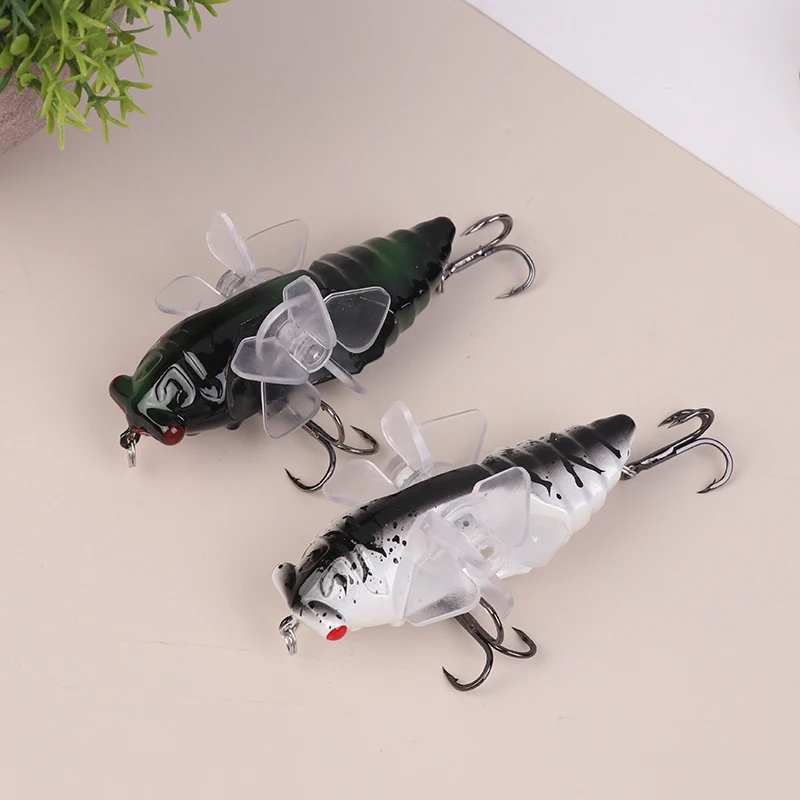 1Pc Bionic Cicada Hard Fish Lure Spinning Fishing Bait With Propeller Treble Hook Top Water Hard Baits For Increased Catch Rates