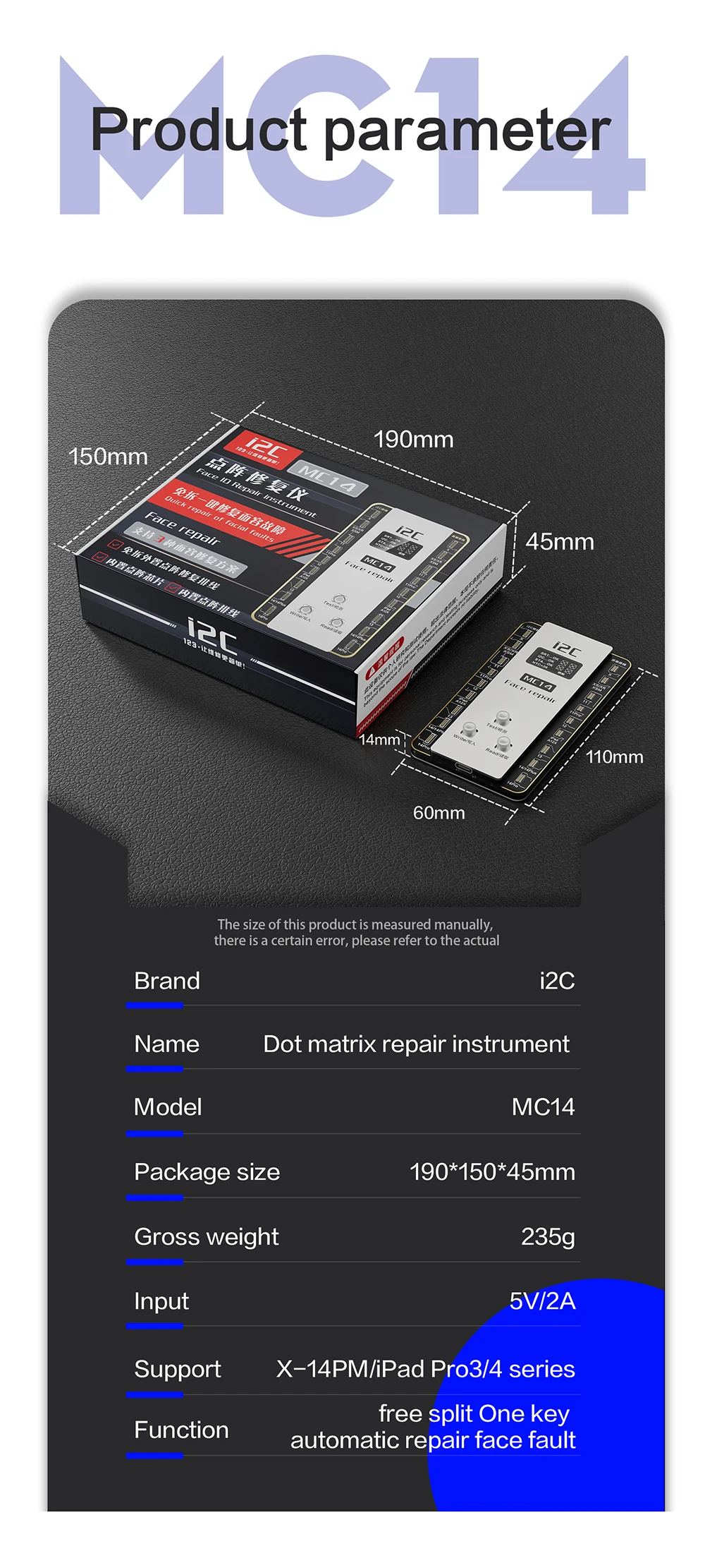 i2C MC15 Repair Face ID Programmer with Tag On Flex для iPhone X 11 12 ...