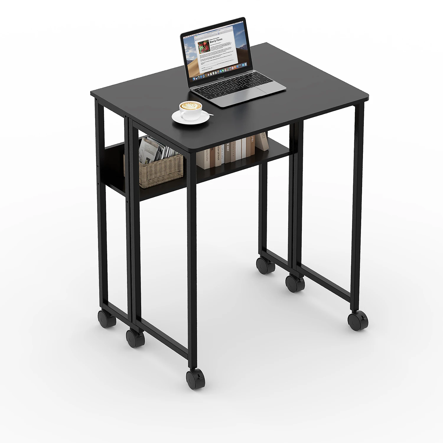Mobiler Klappschreibtisch, kompakter tragbarer Rollschreibtisch mit Ablagefach, faltbarer Laptop-Tisch für kleine Räume, einfache Montage – Detail 14