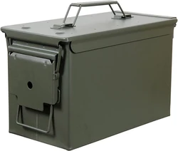 50 Cal Metal Ammo Case Can - Military And Army Solid Steel Holder Box For Long-term Shotgun Rifle Nerf Gun Ammo Storage