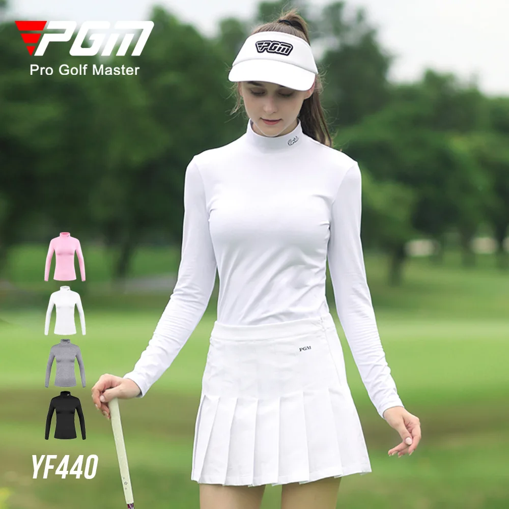 

PGM Golf Women's Bottoming Shirt Autumn and Winter Stand-up Collar Long-sleeved T-shirt Warm Women's Tops Brushed Lining YF440