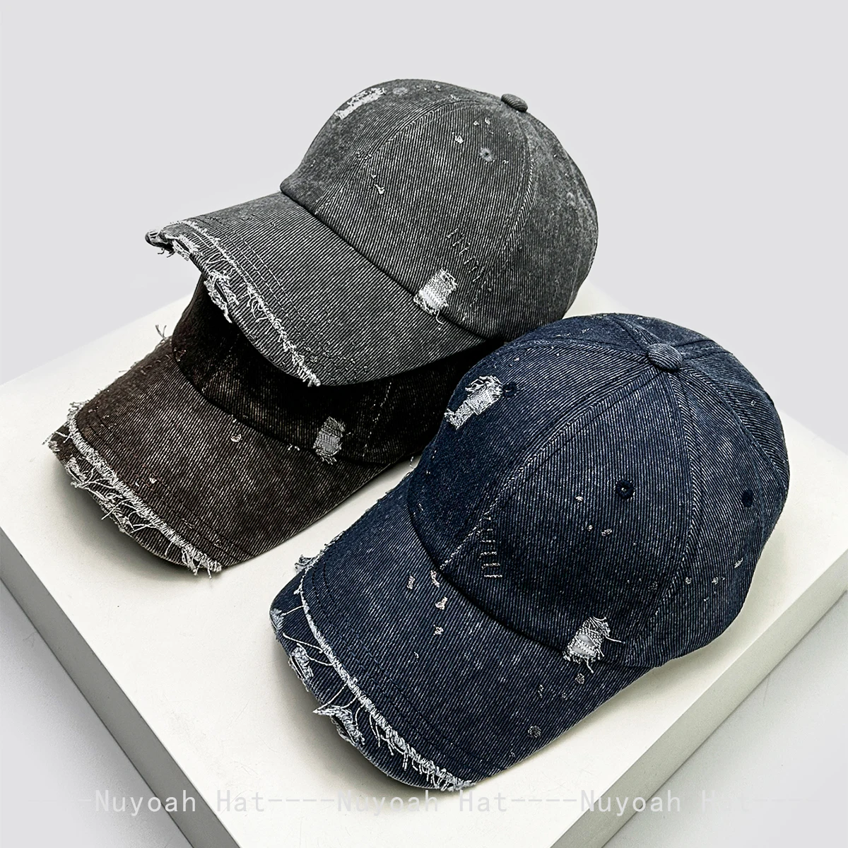 Neue Baseballkappen im Distressed-Look für Damen und Herren, Sonnenschutz, vielseitig einsetzbar, mit Goldprägung, modische Streetwear
