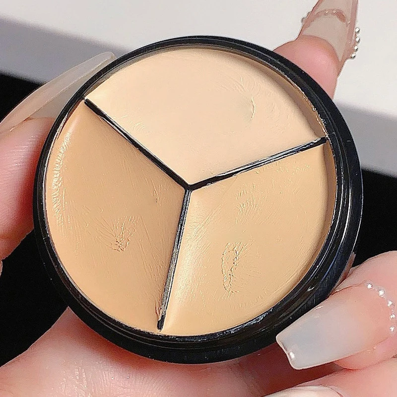 3-Color Concealer Palette Cream Texture Covers Acne Marks Dark Circles Multifunction Face Makeup Lasting Brighten Face Cosmetics