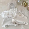 Summer Newborn Infant Baby Girls Boy Streak Romper Muslin Sleeveless Rainbow Rompers T-shirt Kids Onepiece Fashion Baby Clothing 1
