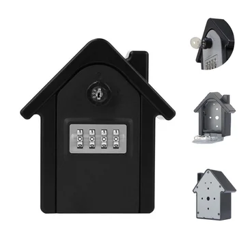Alloy Wall Mounted Key Lock Box 4 Digit Combination Security Lock Large Space for Home Office Key Safe Secret Storage Box Organi 1