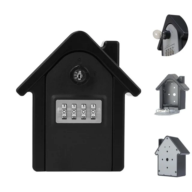 Alloy Wall Mounted Key Lock Box 4 Digit Combination Security Lock Large Space for Home Office Key Safe Secret Storage Box Organi 1