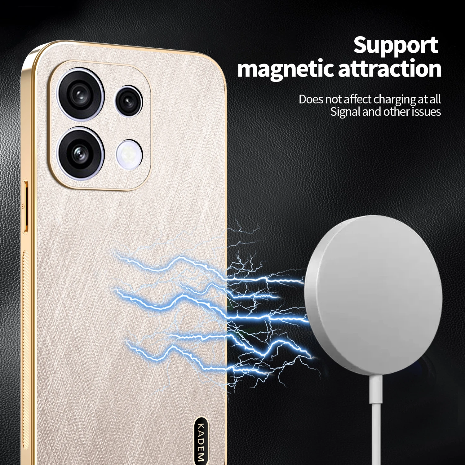 Luxury Magnetic Electroplating Gold Silk Pattern Anti-Fall Case Cover