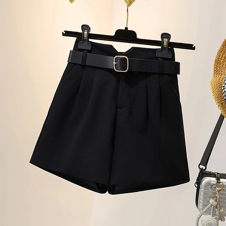 EHQAXIN 2022 New Ladies Fashion Shorts Summer All-Match Loose Belt Five Pants Wide Leg Pants For Casual Office Ladies L-4XL paperbag shorts