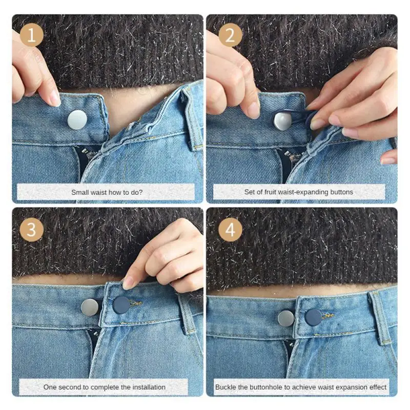 1/4/8/12Pcs 15mm 18mm Easy-Adjus No-Sew Jean Waist Extenders - Adjustable Pants Button Expanders Adds 1-1.4 Inch Unisex 2