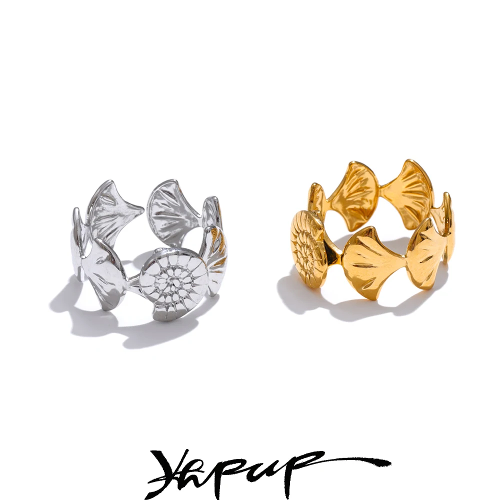 Yhpup Ocean Series Stainless Steel Shell Conch Open Adjustable Ring 2025