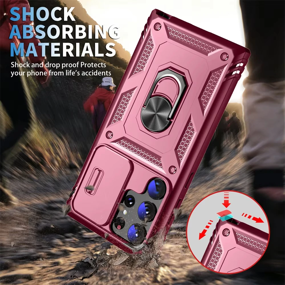 360° Rotating Armor Phone Case with Camera Slide and Military-Grade Protection