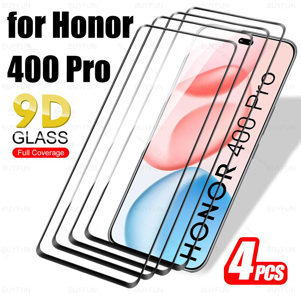 Premium 9D Curved Tempered Glass Screen Protector - 4 Pack Full Cover Clear Film