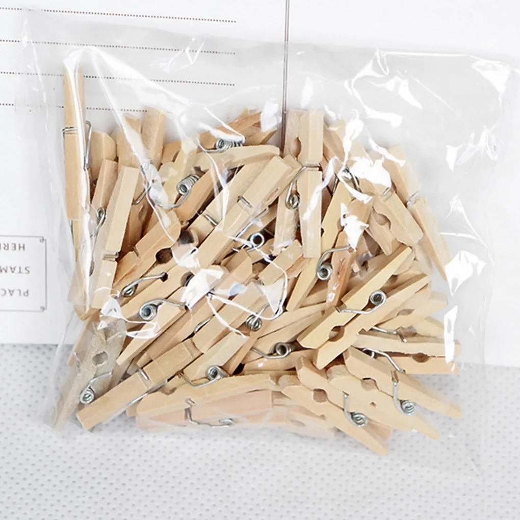 100pcs Wooden Clip Clothes Pants Drying Photo Fixing DIY Mini Wooden Clip Clamps Assorted Set 4
