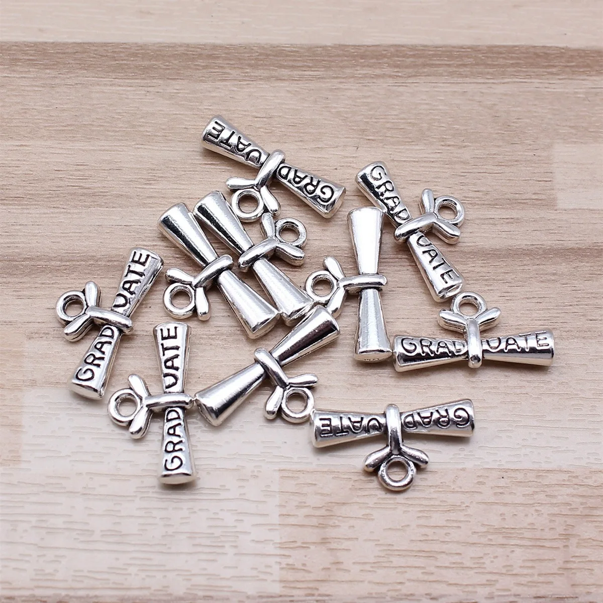 IFOCUS DIY 쥬얼리 제작용 졸업 참, 아연 합금 11x2 1mm, 0.43x 0.83inch, 로트당 10 개