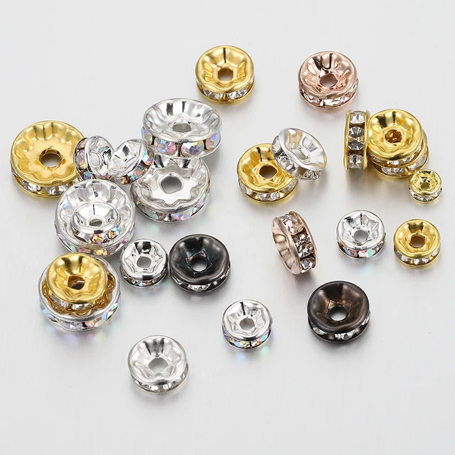 50pcs Rhinestone Spacer Beads Czech Crystal Metal Spacers For Jewelry Making  DIY Earrings Bracelets Necklace Accessories Finding - AliExpress