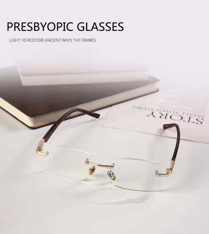 Rahmenlose, randschneidende, blendfreie photochrome Brille, modische photochrome Vintage-Brille im Metallstil 3011 – Detail 6