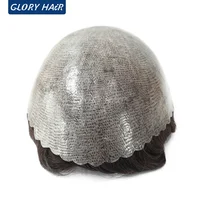 Prothèse capillaire pour homme en cheveux humains indiens, toupée à peau fine injectée 0,12-0,14 mm, densité 130 % 4
