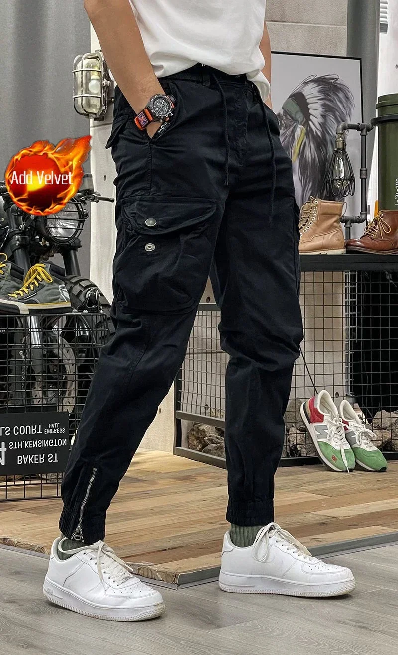 thumbnail image 1 of Pantalones cargo multibolsillos verdes para senderismo al aire libre para hombre, pantalones para hombre, color caqui, con múltiples bolsillos, ropa emo de otoño, más barata, nueva, suelta, 1 of 5