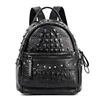 100% Real Leather Women Backpack Rivet Female Daily Crocodile Pattern School Bag for Girls Teenagers Travel Bag Leather rucksack 1