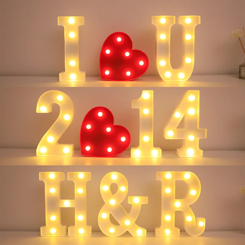 Wedding Decorative LED Lights Luminous Number Lamp Night Light for Party Baby Bedroom Home